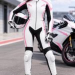 Women's White & Pink Leather Motorcycle Racing Suit