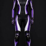 Women's Black & Purple Leather Motorcycle Racing Suit